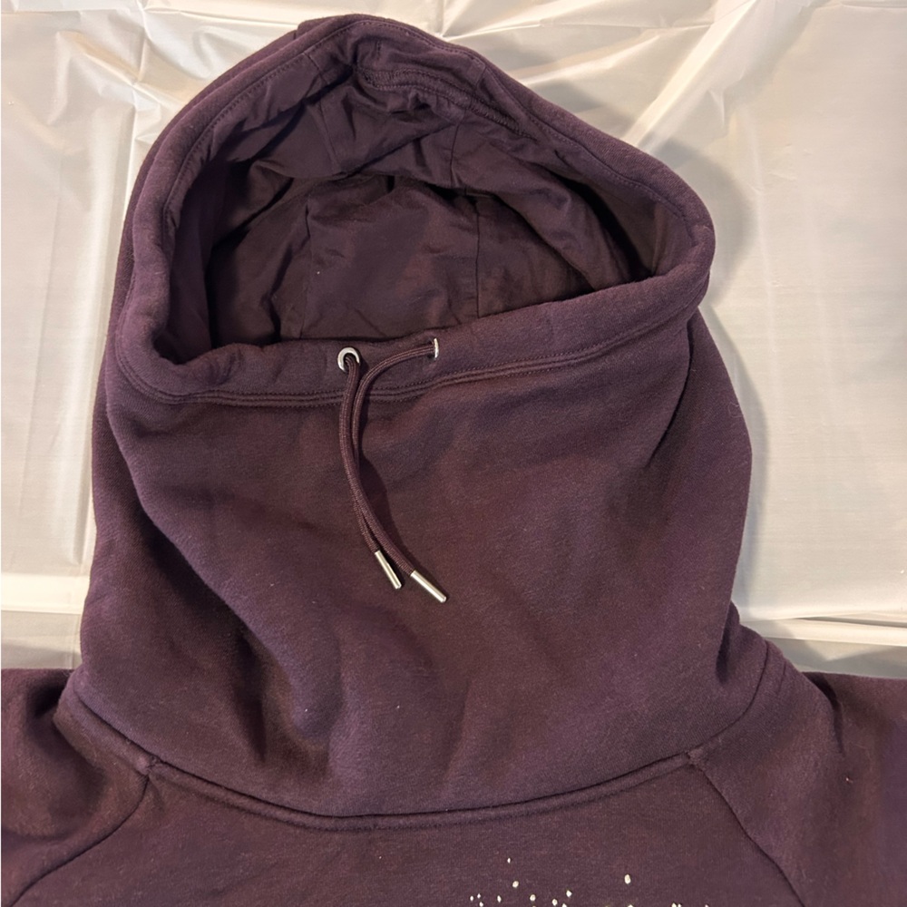 NIKE Womens LG Long Sleeve Hoodie Pullover Purple Silver Accents Funnel Neck - Picture 5 of 11